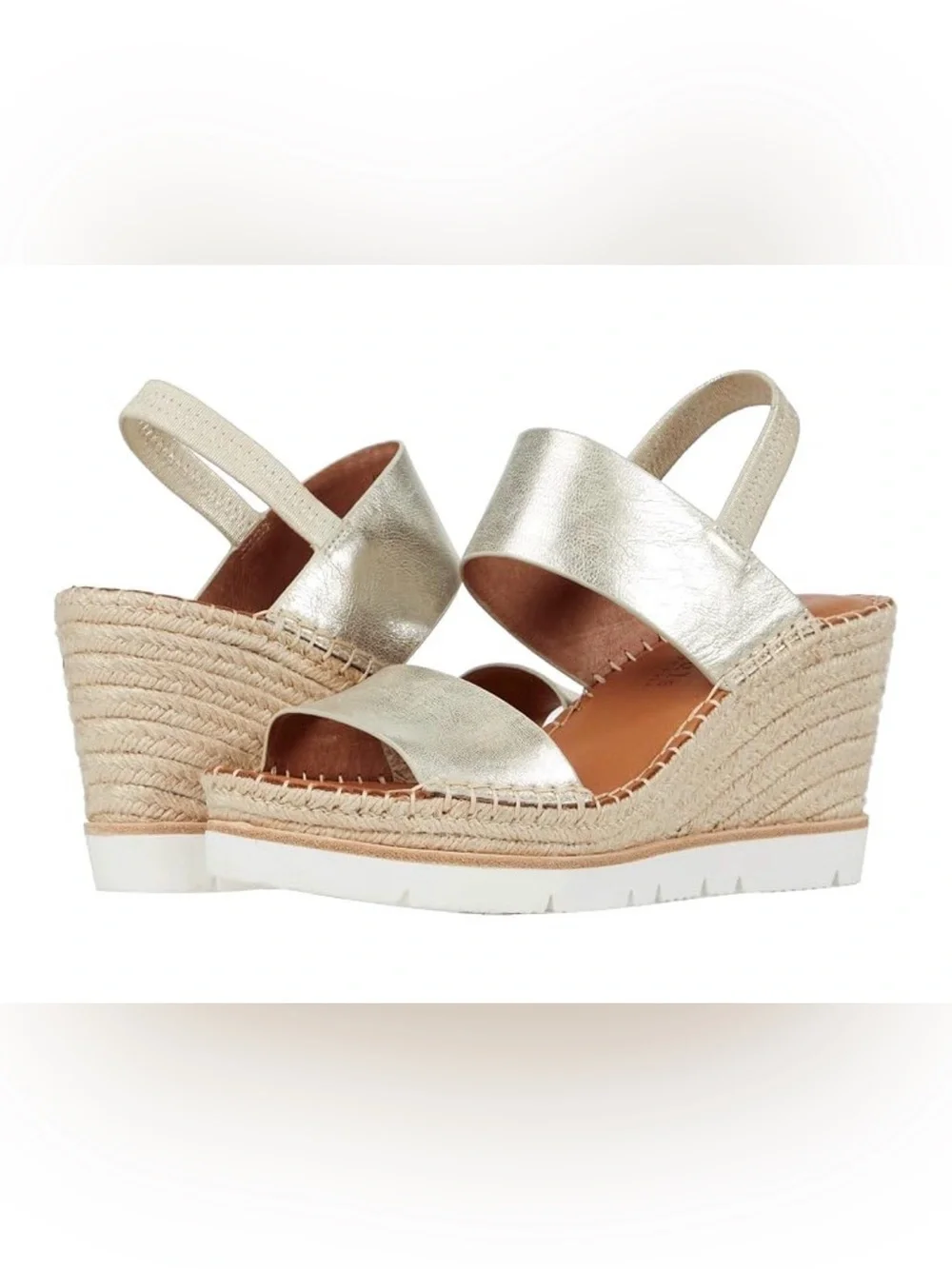 gentle souls Metallic Gold Espadrille Wedge Sandals
